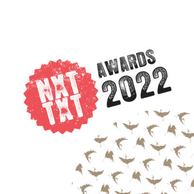 Logo der "NXT TXT Awards 2022" auf weißem Hintergrund mit aufsteigenden Vögeln.
