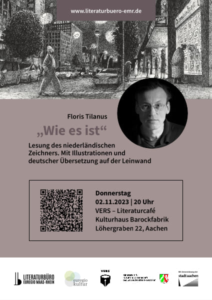 Deckblatt des Veranstaltungsflyers zur Lesung mit Floris Tilanus am 02.11.2023 im Vers - Literaturcafé