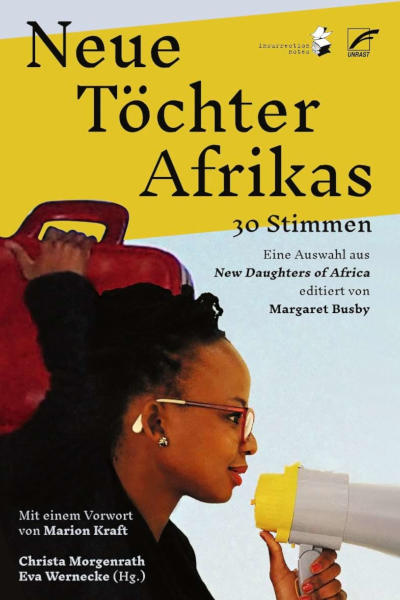 Buchcover der Anthologie „Neue Töchter Afrikas“, erscheinen 2023 im Unrast Verlag.
