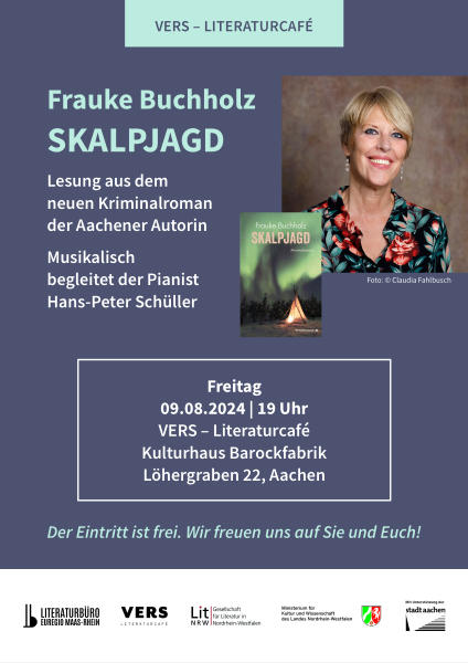 Flyer zur Lesung mit Frauke Buchholz am 09.08.2024.