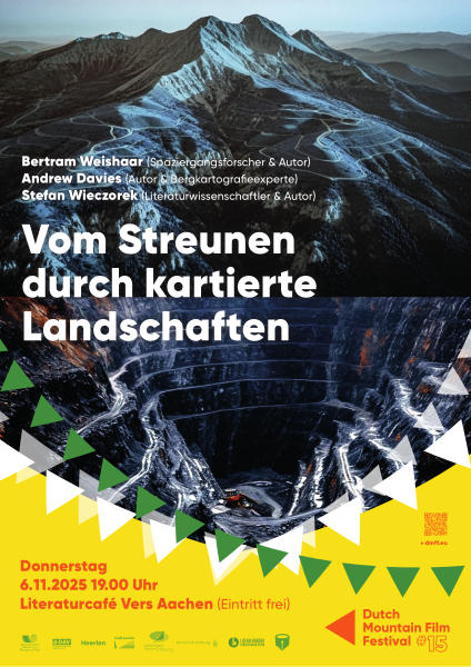 Plakat zur Veranstaltung „Vom Streunen durch kartierte Landschaften“ (06.11.2025). Gestaltung: © Karin Eken.
