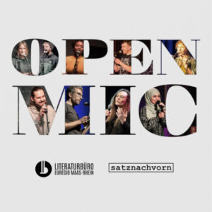 Plakat zum Open Mic im VERS – Literaturcafé am 24.04.2026.