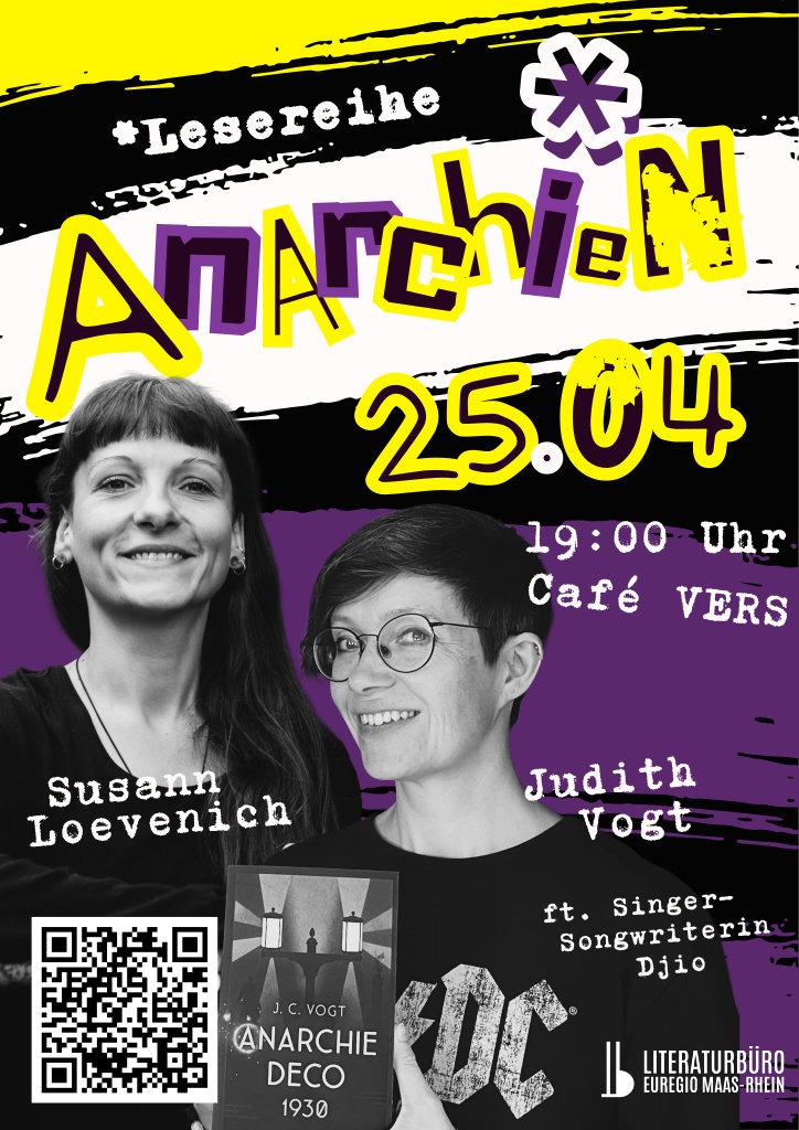 Plakat zur AnArCHiEN-Lesung mit Judith Vogt und Susann Loevenich am 25.04.2026.
