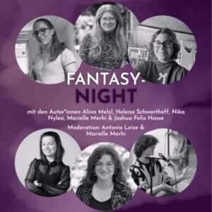 Plakat zur Fantasy-Night (Ausschnitt) am 27. Mai mit Fotos der fünf Autor*innen.
