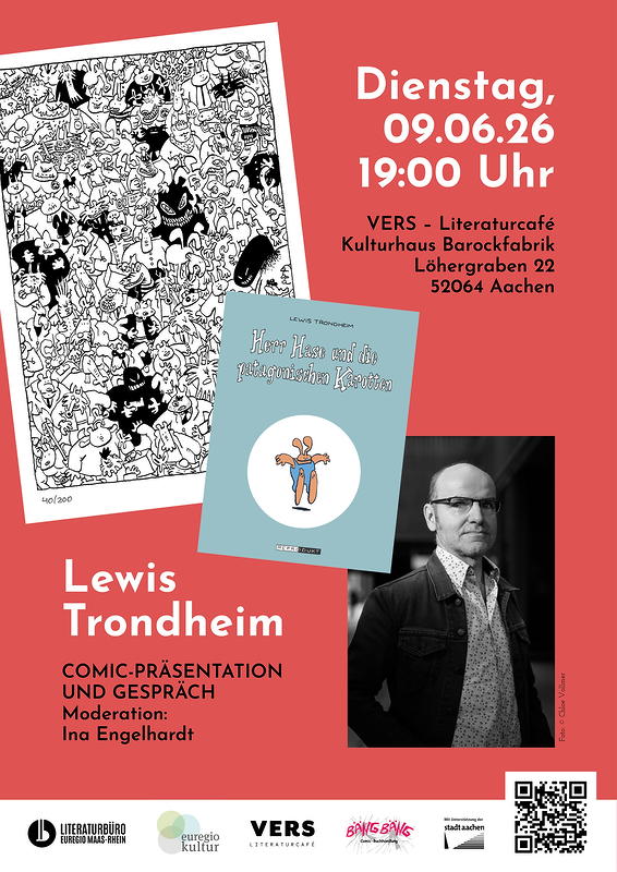 Plakat zur Comic-Präsentation am 09.06.26. mit Lewis Trondheim.