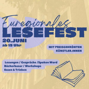 Veranstaltungsbanner zum Euregionalen Lesefest im Kulturhaus Barockfabrik am 20.06.2026.