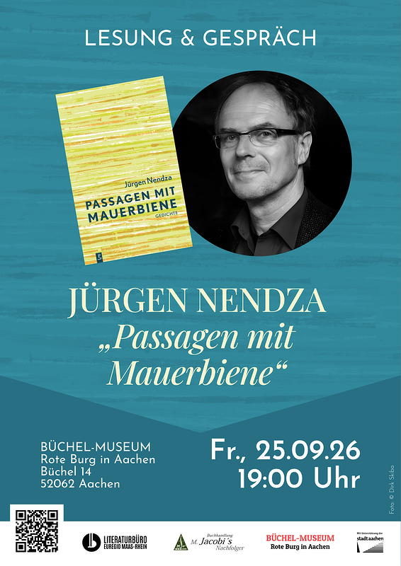 Plakat zur Lyriklesung mit Jürgen Nendza im Büchel-Museum am 25.09.2026.