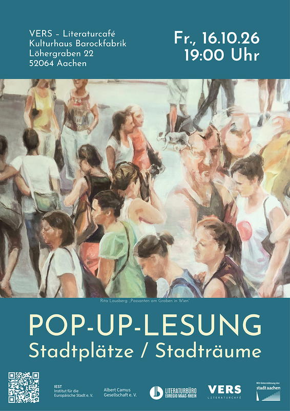 Plakat zur Pop-Up-Lesung „Stadtplätze/Stadträume“ am 16.10.26.